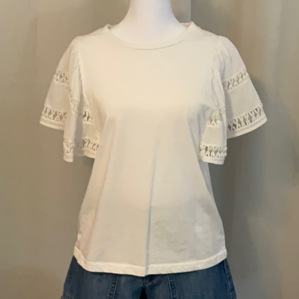 White Flutter Sleeve T-Shirt from Anthropologie